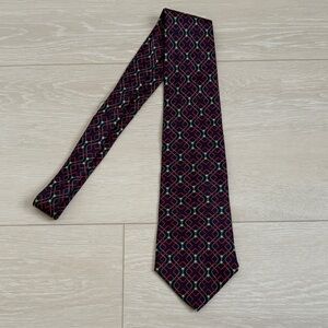 3/$10 Fashion Neckwear Dark Blue Burgundy Geometric Tie